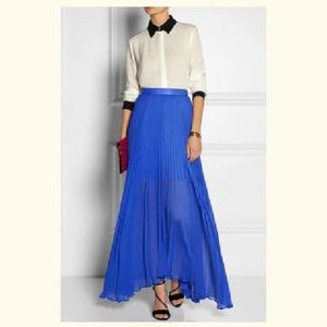 Alice + Olivia Blue Pleated Maxi Skirt